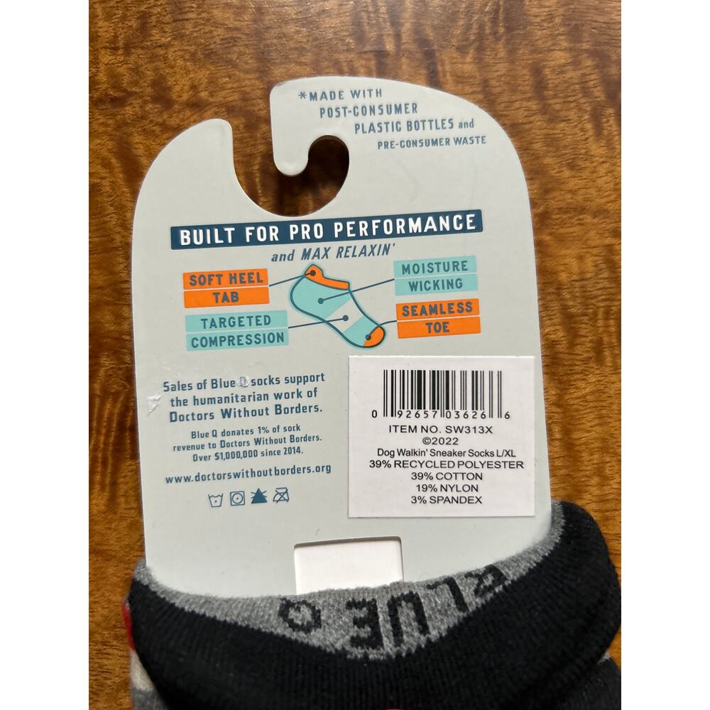 BLUE-Q Gray/Red DOG WALKIN' SNEAKER SOCKS Short-Cut Ankle-Length Adult L-XL NWT - Picture 4 of 4